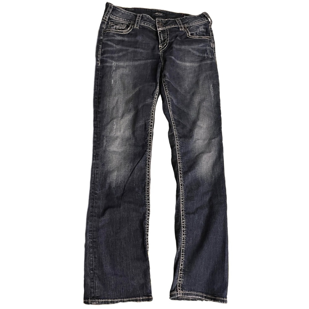 Silver Jeans Suki Straight Mid Rise dark blue Jeans Sz 30 / 32